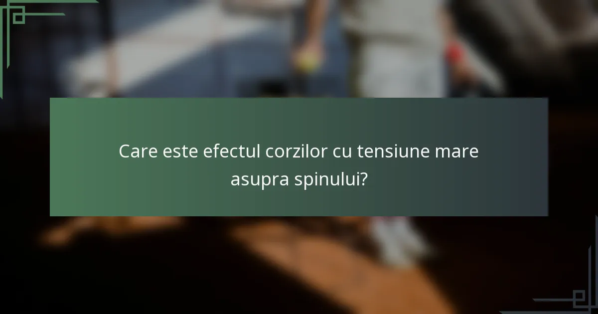 Care este efectul corzilor cu tensiune mare asupra spinului?
