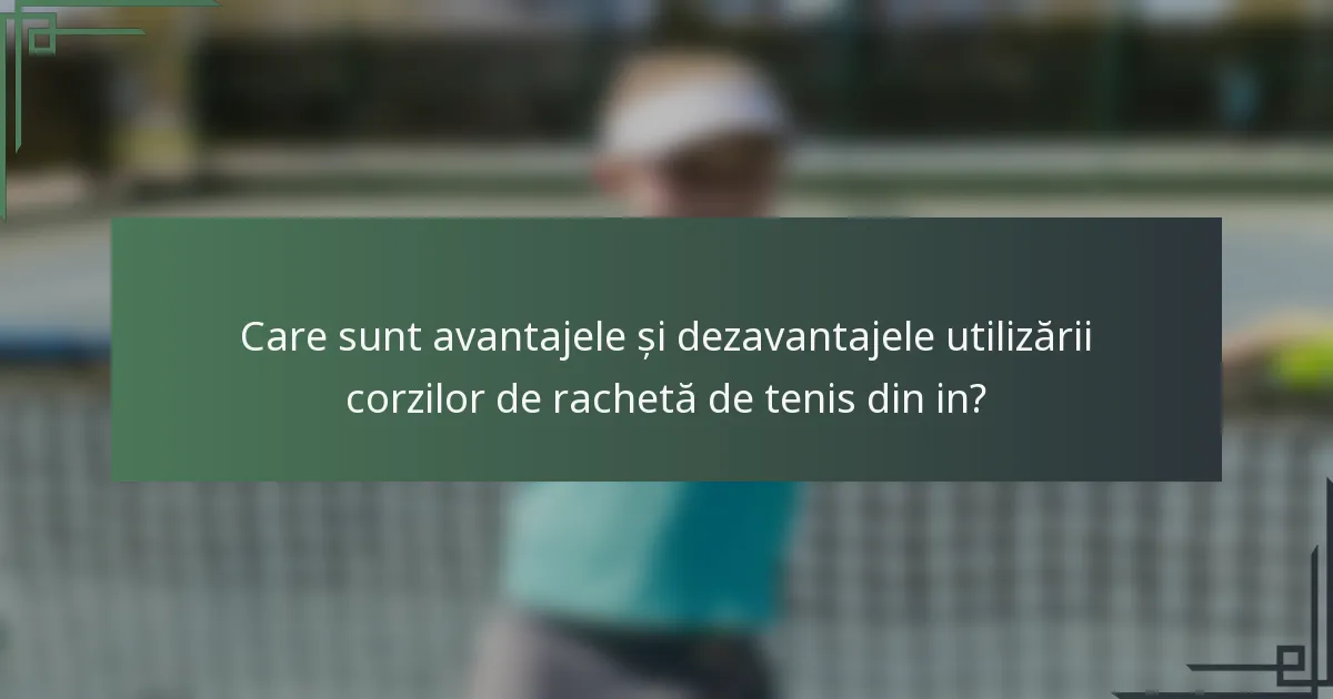 Care sunt avantajele și dezavantajele utilizării corzilor de rachetă de tenis din in?