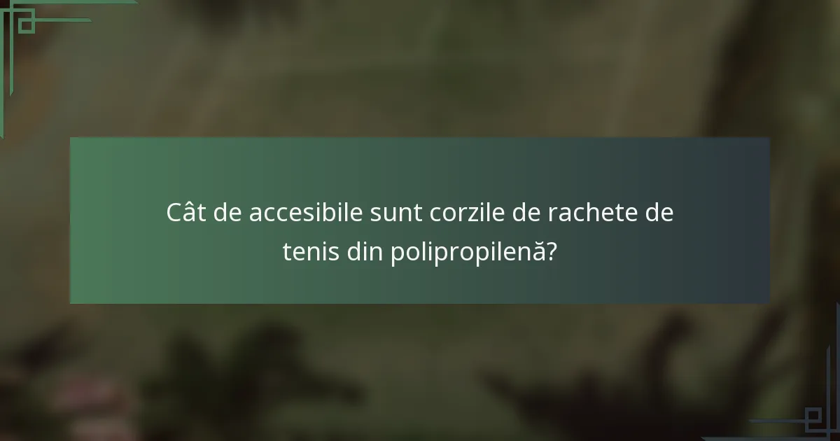 Cât de accesibile sunt corzile de rachete de tenis din polipropilenă?