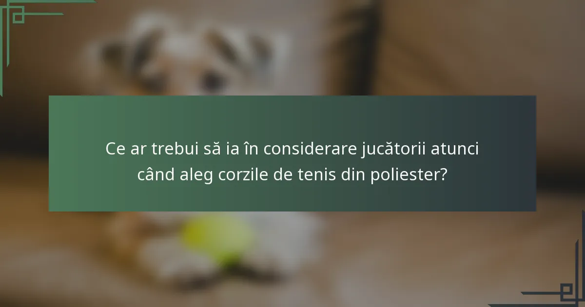Ce ar trebui să ia în considerare jucătorii atunci când aleg corzile de tenis din poliester?