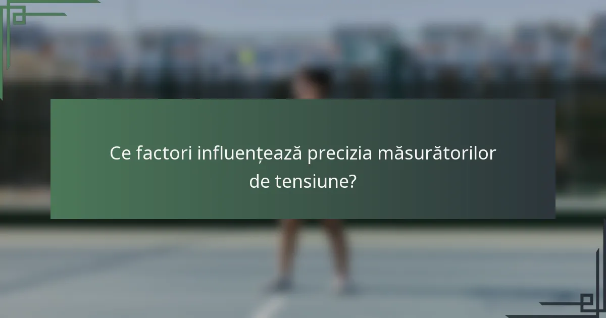 Ce factori influențează precizia măsurătorilor de tensiune?