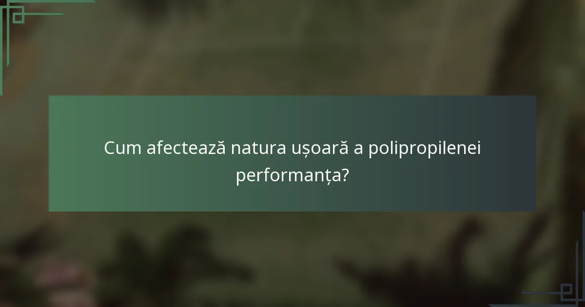 Cum afectează natura ușoară a polipropilenei performanța?