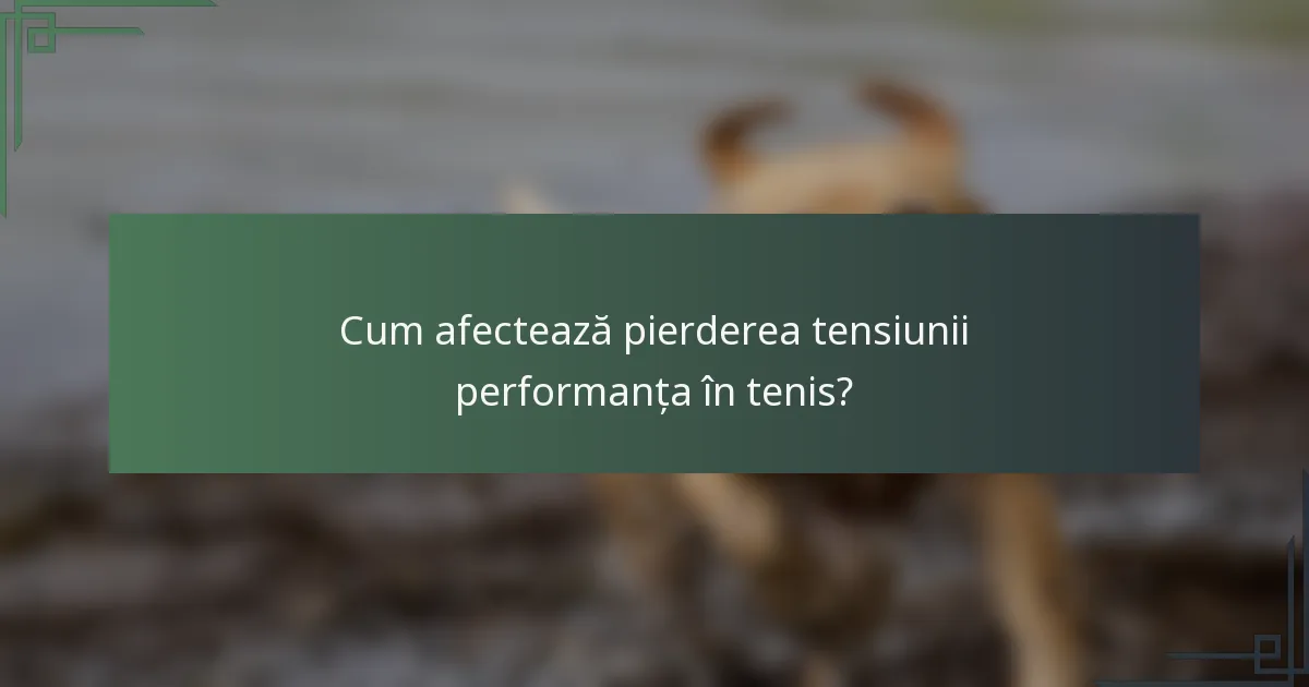 Cum afectează pierderea tensiunii performanța în tenis?
