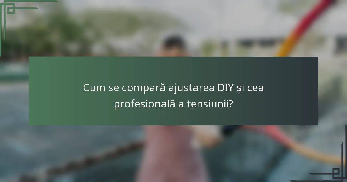 Cum se compară ajustarea DIY și cea profesională a tensiunii?